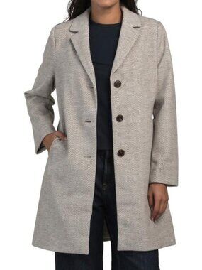 CALVIN KLEIN Faux Wool Herringbone Coat